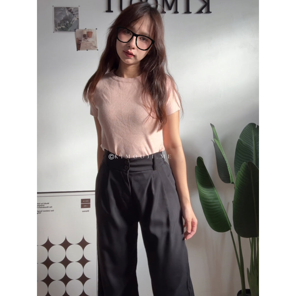 【T925】软针织～Basic Comfy Knitted Crop Top