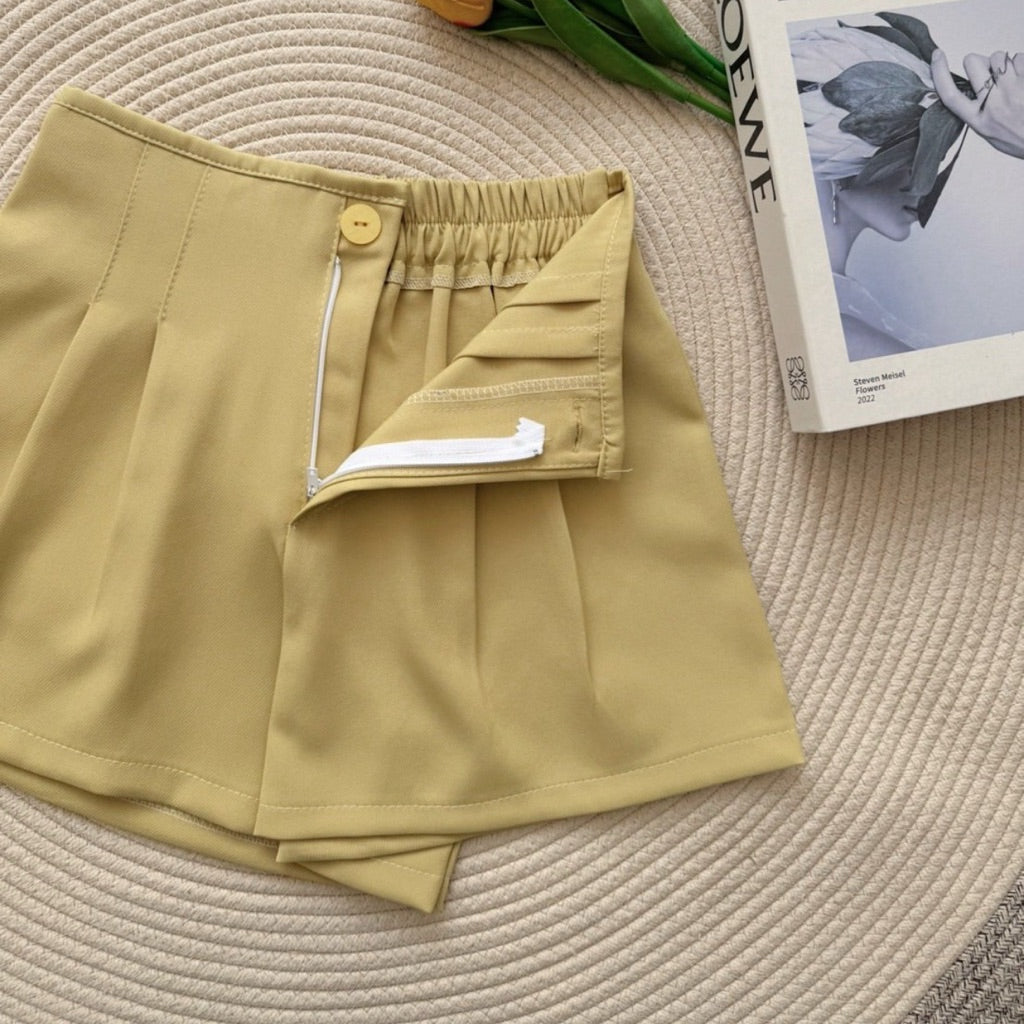 【T962】A-Line Pleated Suit Shorts A字西装显瘦高腰百搭休闲裤 TALENT