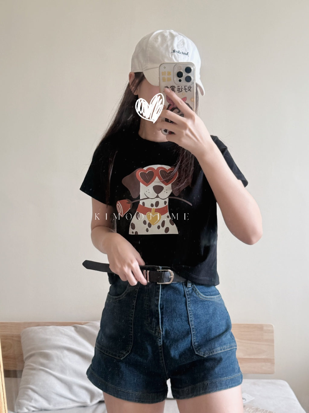 【T951】超可爱！宽松软棉上衣 Cute Puppy Print Loose Crop Tee