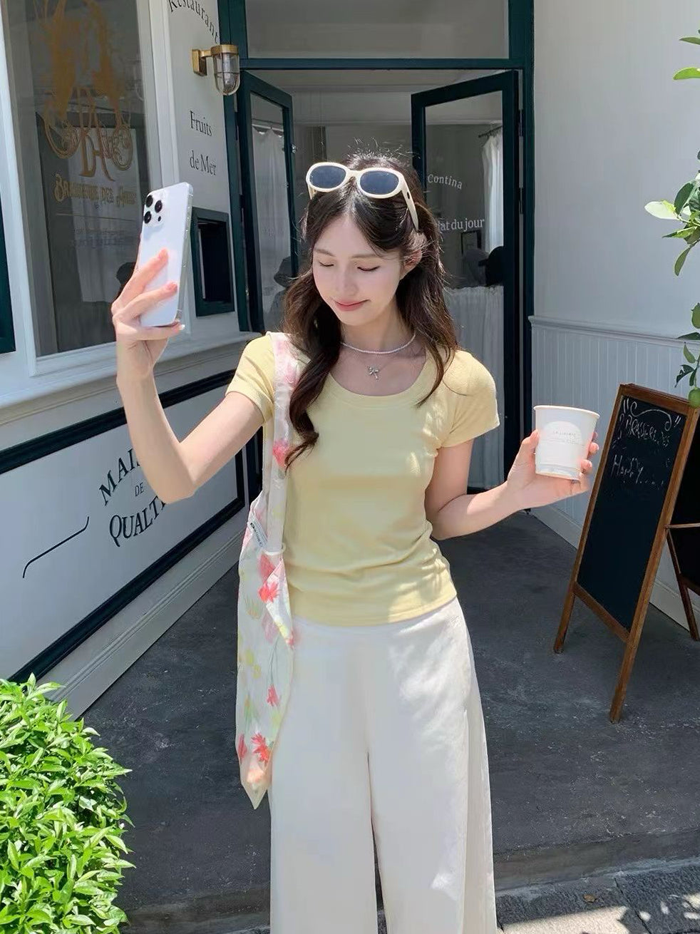 【T1030】高弹力显瘦正肩圆领女Tee