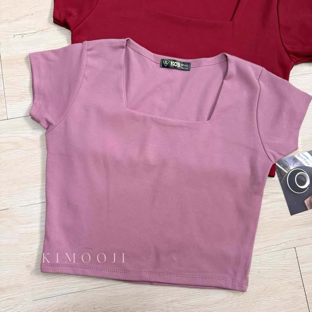 【T199】KOB Square Neck Basic Top Tee
