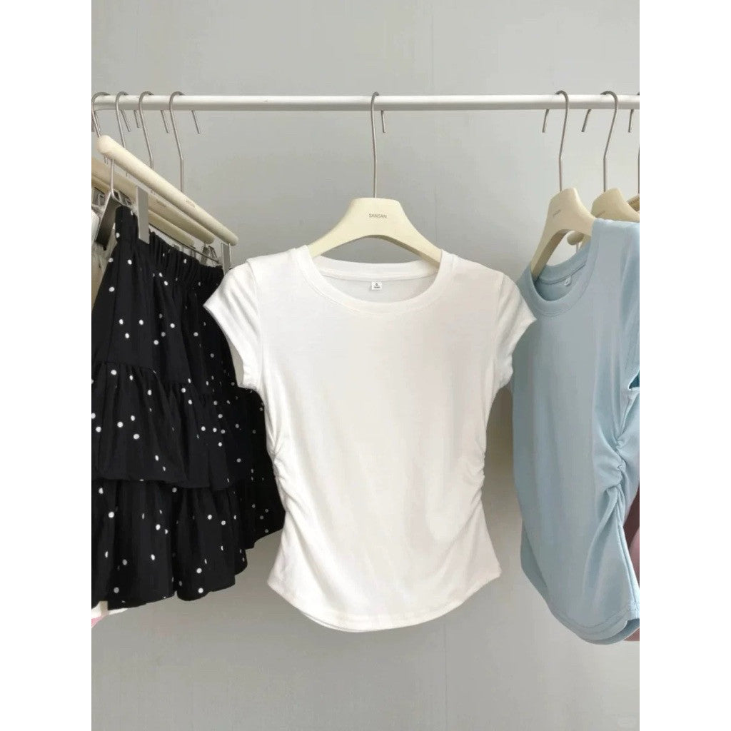 【T-1188】韩系显瘦修身Baby Tee 短袖T恤 百搭基础款