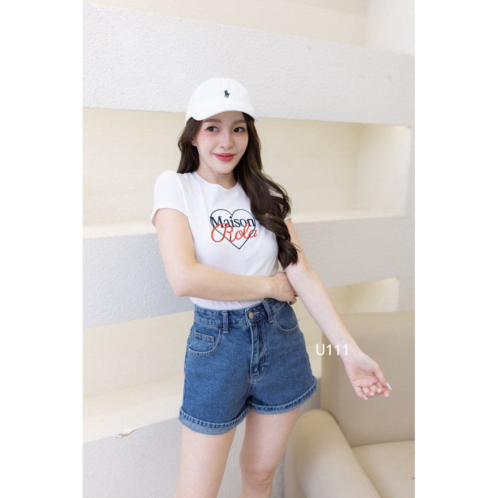 【T-1222】Maison Letters Tee 韩系刺绣圆领上衣 TG