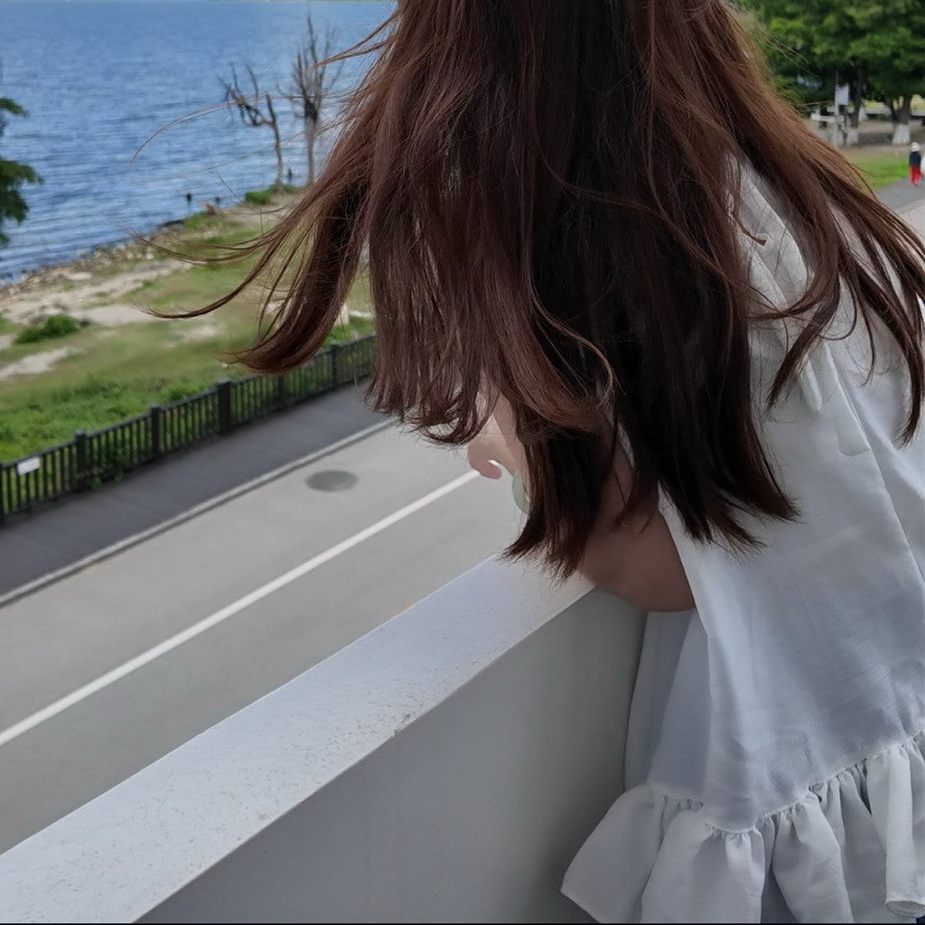 【T-1270】夏日度假氛围的挂脖荷叶边无袖娃娃衫☀️