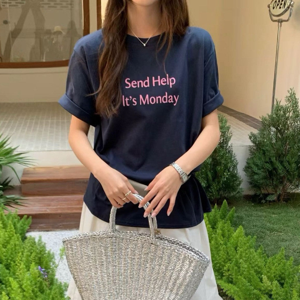 【T-1204】上班族必备Tee~ Funny Cotton Oversize Tee