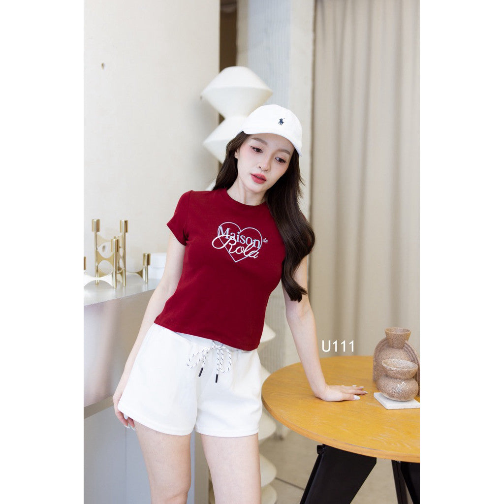 【T-1222】Maison Letters Tee 韩系刺绣圆领上衣 TG