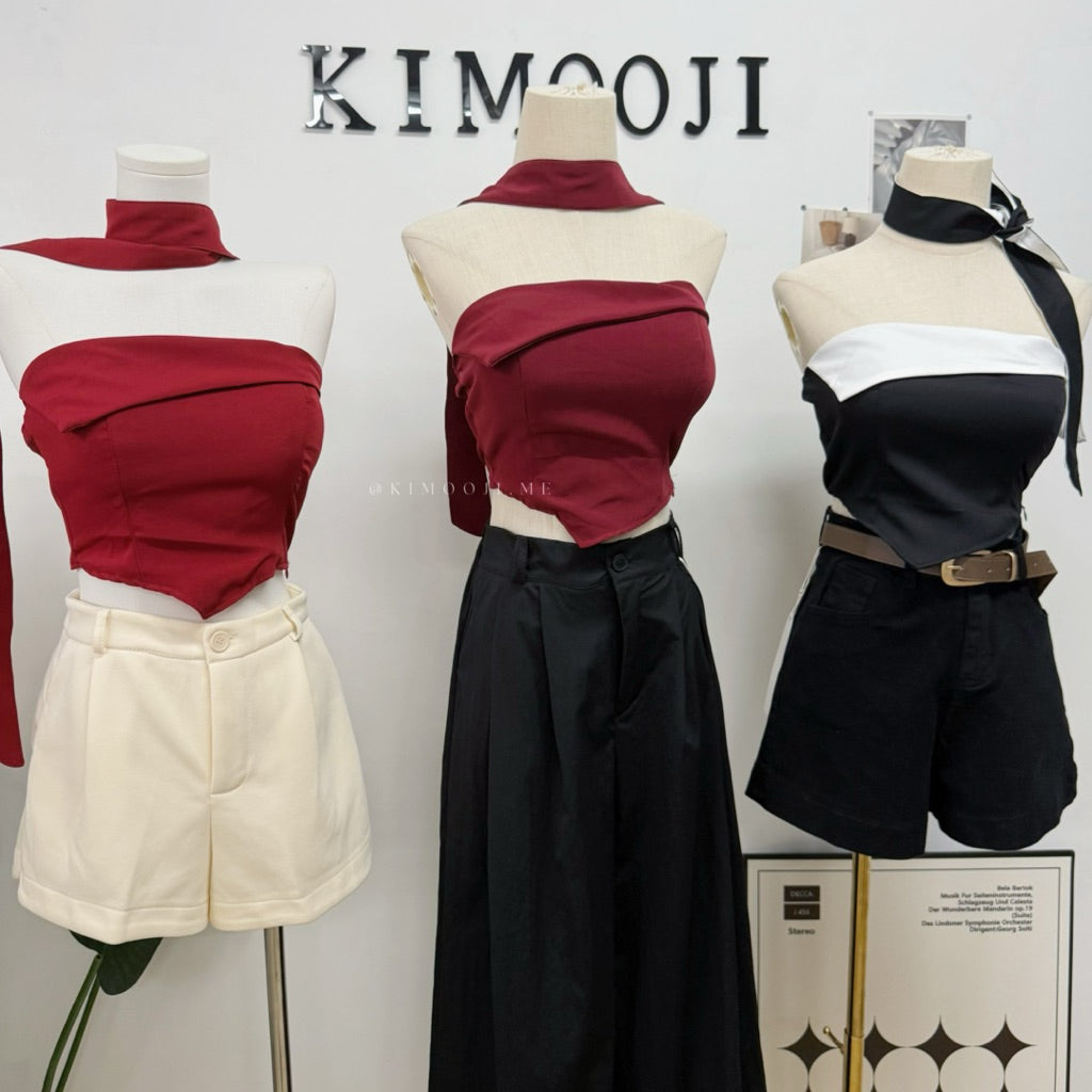 【T894】欲纯风Croset Top with Bra Pad 自带胸垫抹胸上衣