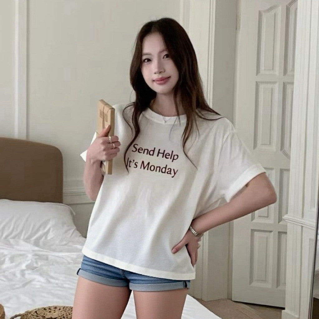 【T-1204】上班族必备Tee~ Funny Cotton Oversize Tee