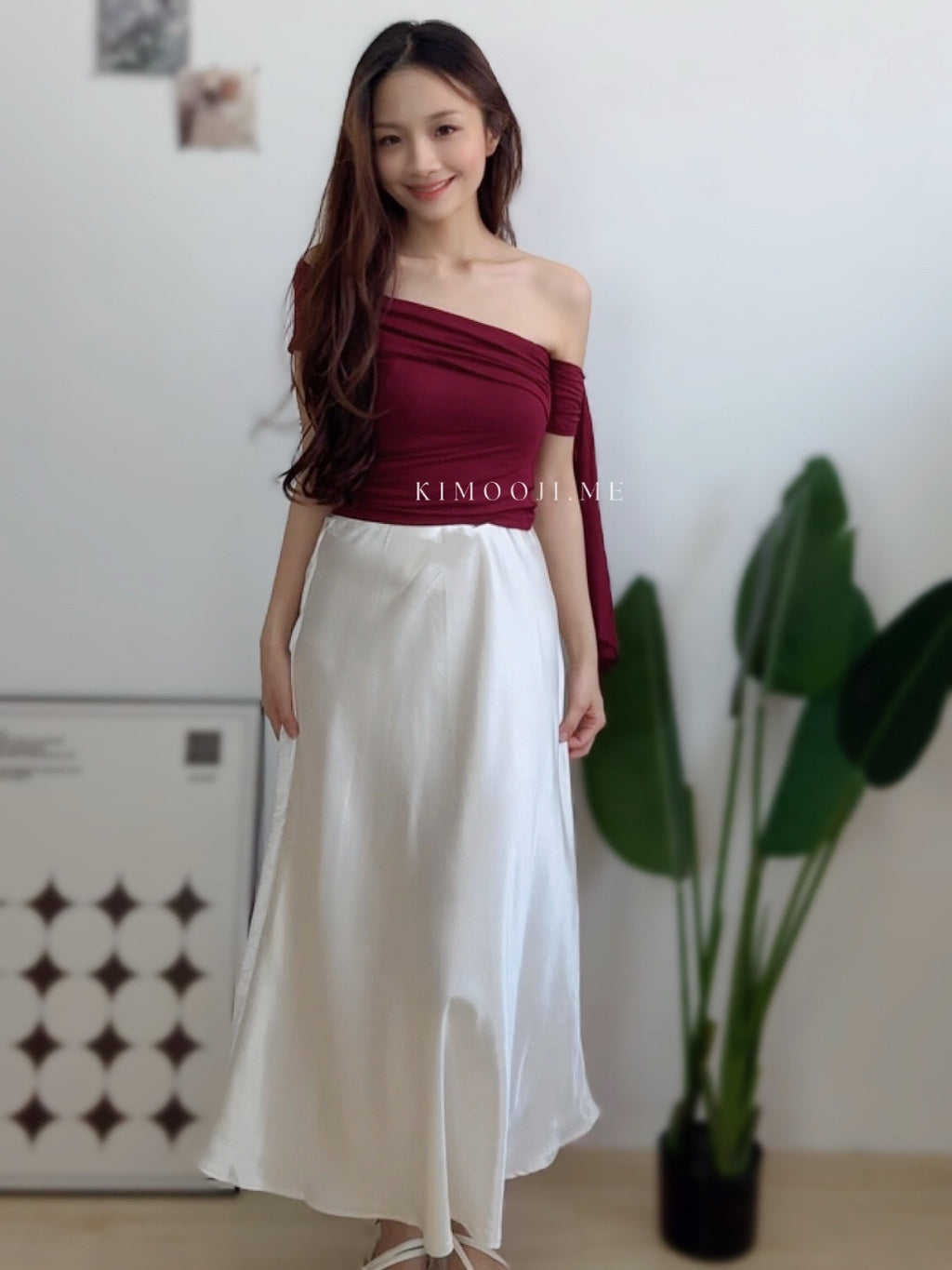 【T990】😍超气质大女主莫代尔一字肩无袖上衣