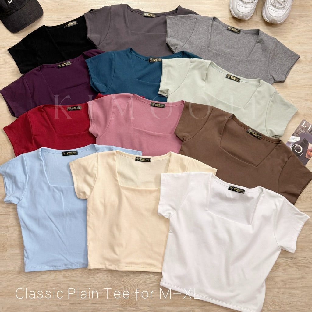 【T199】KOB Square Neck Basic Top Tee