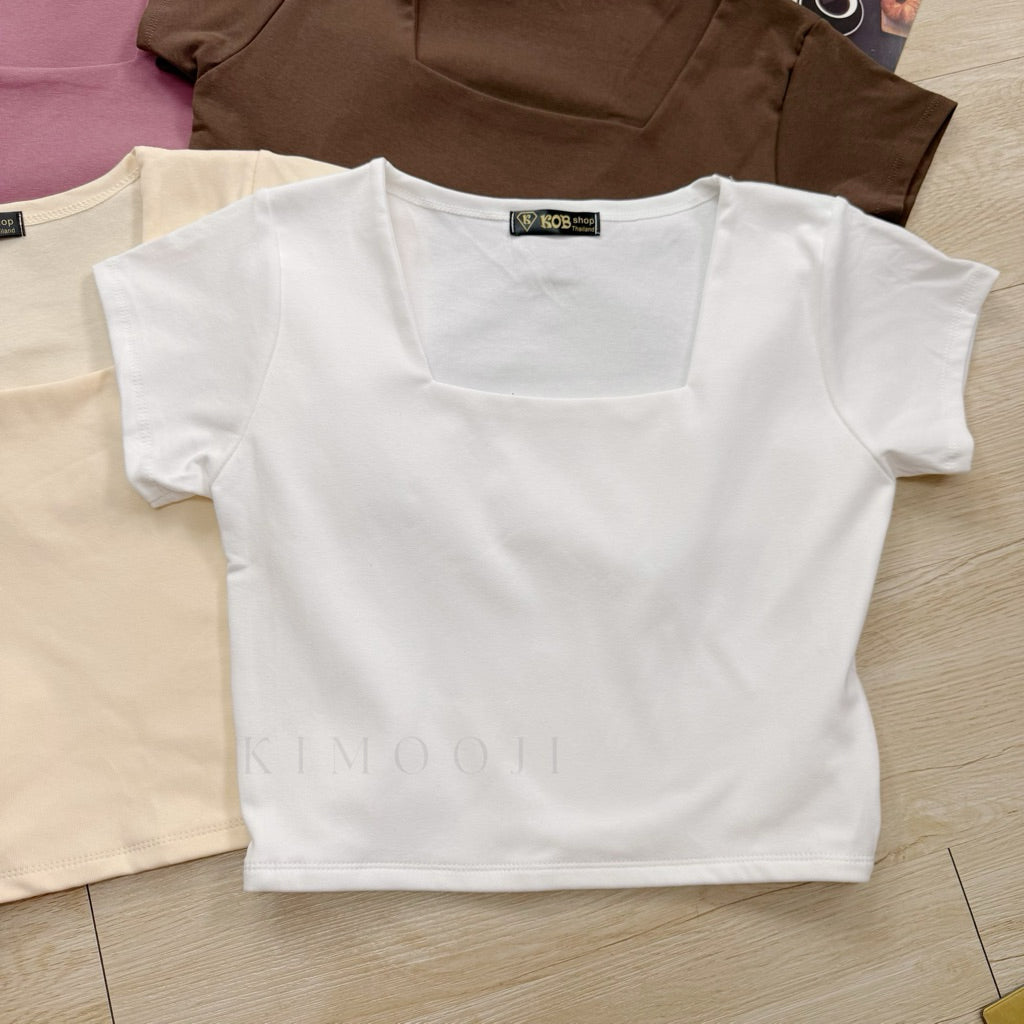 【T199】KOB Square Neck Basic Top Tee