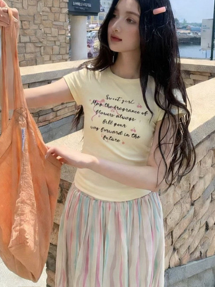 【T-1126】Sweet Girl🎀减龄可爱弹力棉T恤上衣