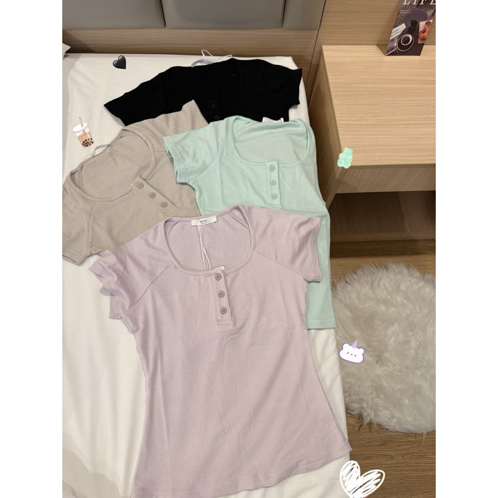 【T-1148】QQ弹弹～Mochi Basic Daily Tee