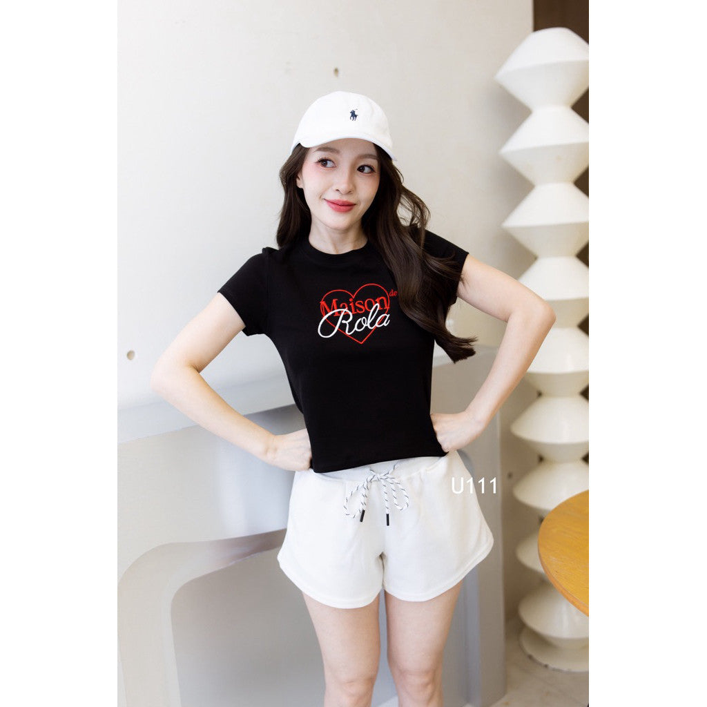 【T-1222】Maison Letters Tee 韩系刺绣圆领上衣 TG