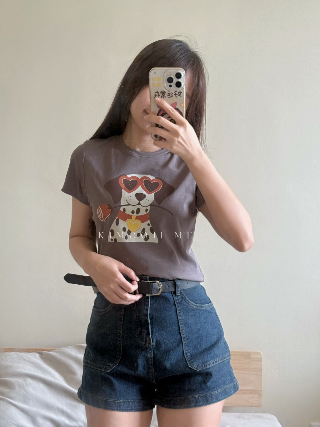【T951】超可爱！宽松软棉上衣 Cute Puppy Print Loose Crop Tee
