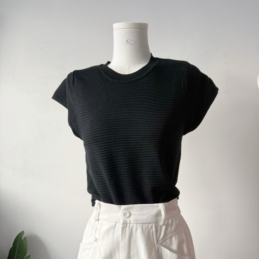 【T913】 Ribbed Knit Tee 高质感针织短袖上衣