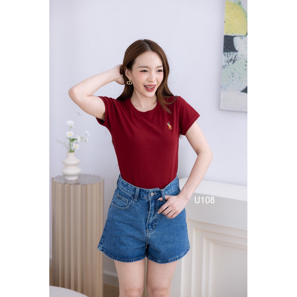 【T1092】Knitted 🐎 Logo  小马刺绣T恤 Thong Glom
