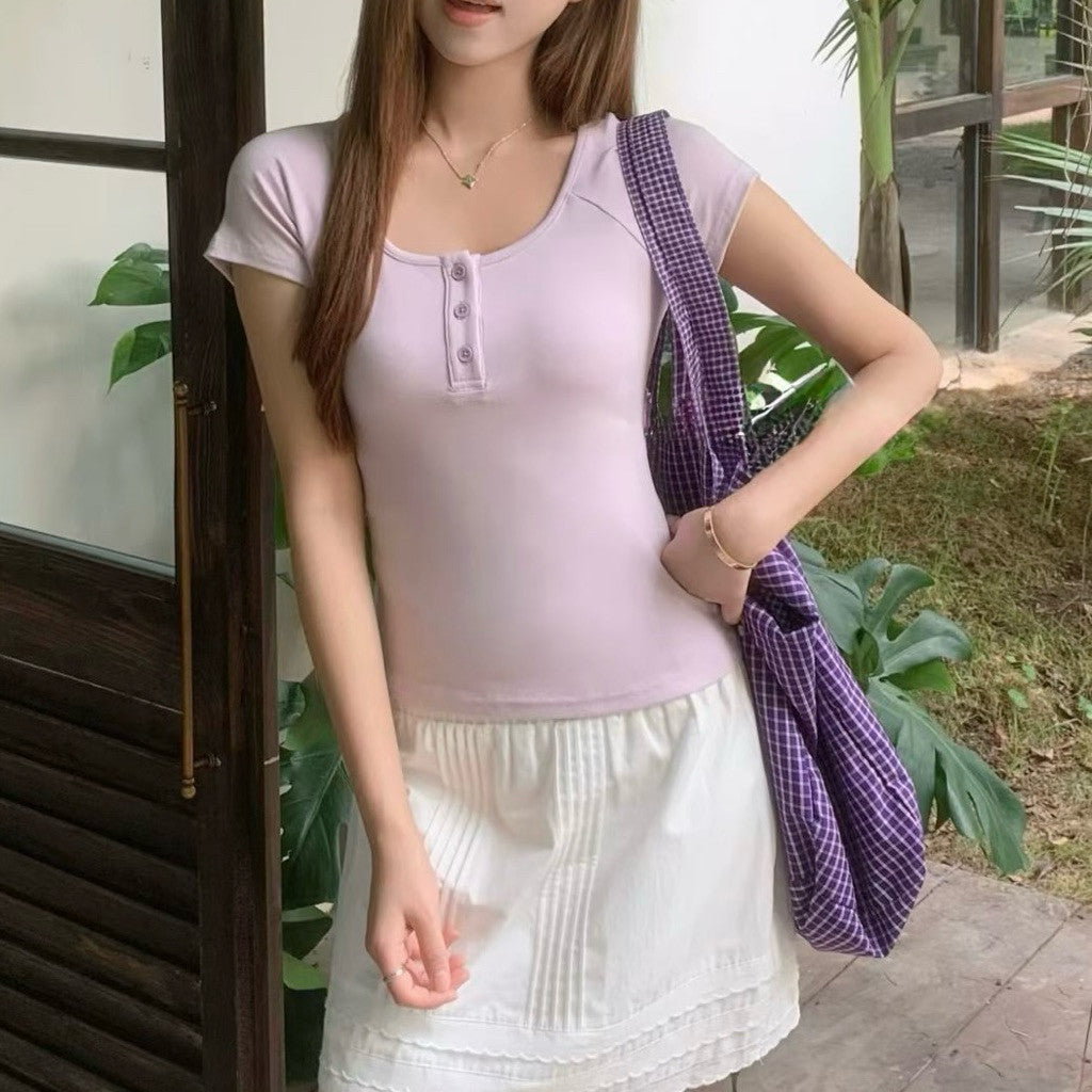 【T-1148】QQ弹弹～Mochi Basic Daily Tee