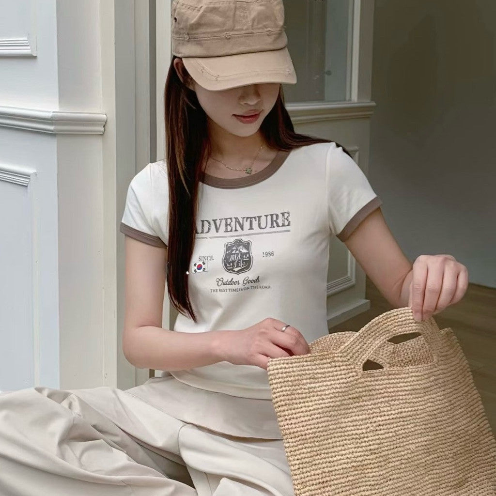 【T-1198】Adventure简约印字 百搭款上衣Tee