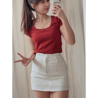 【T856】Thong Glom 方领修身上衣女T恤 Basic Slim Fit Tee