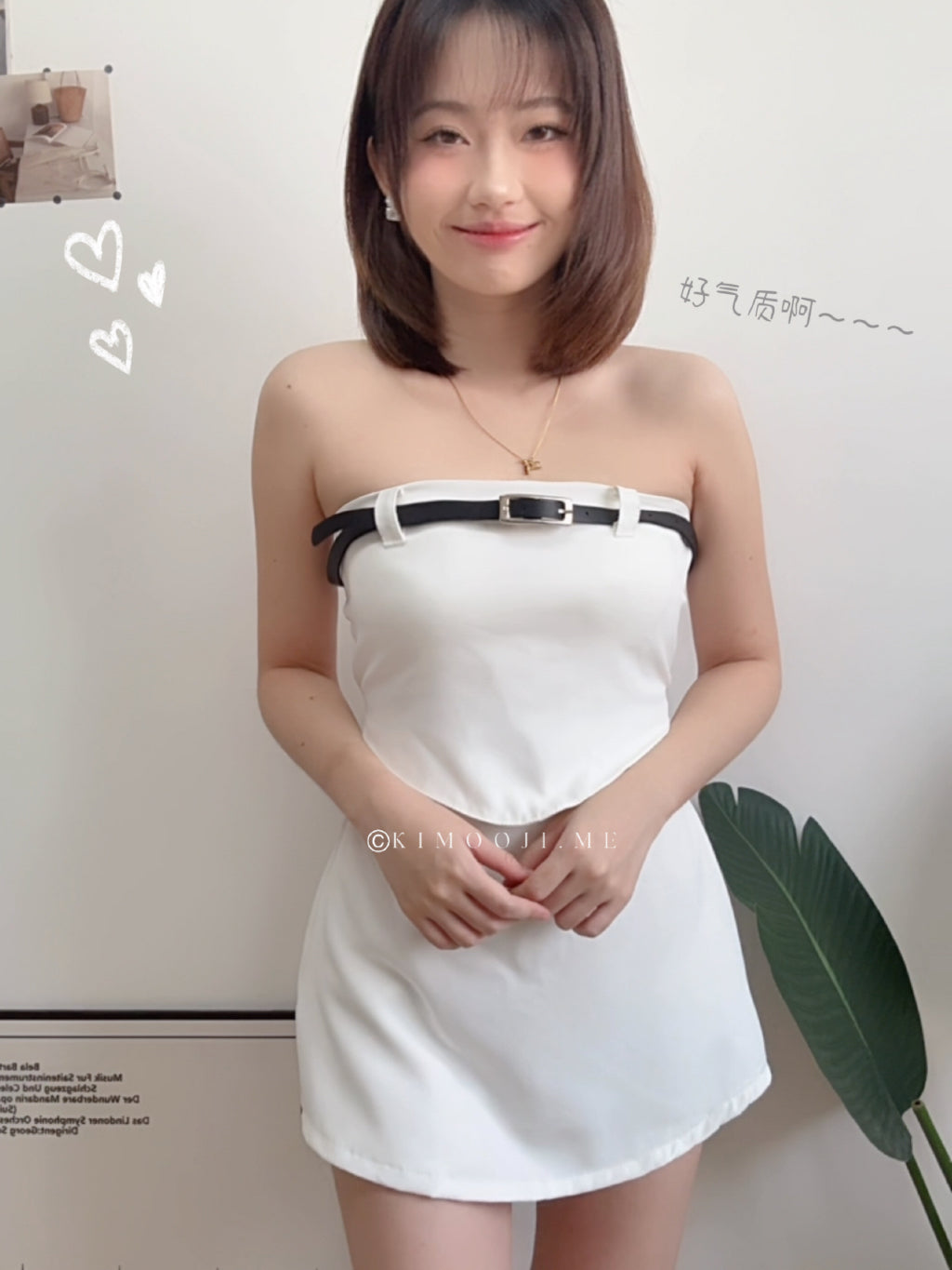 【T905】抹胸上衣自带胸垫+A字短裙套装