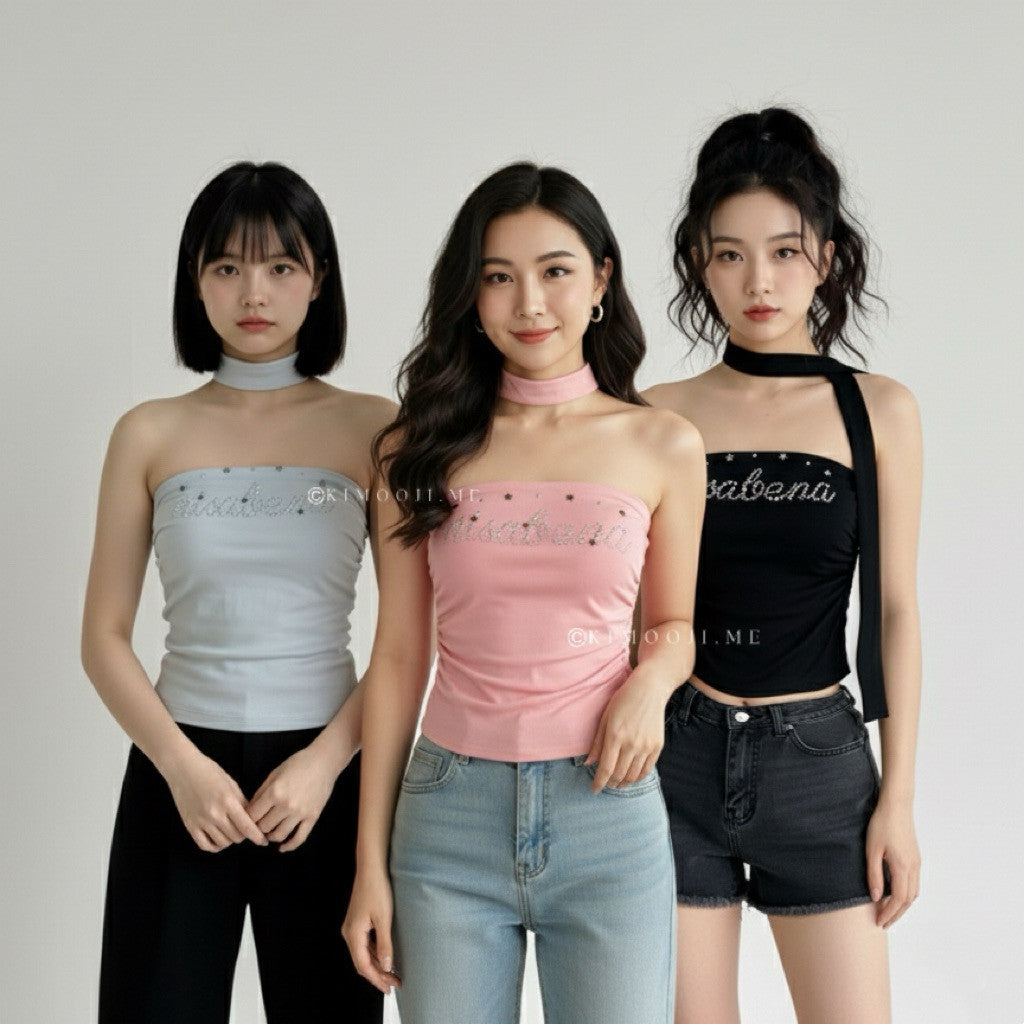 【BT103】张元英Style😍 性感纯欲烫钻抹胸背心