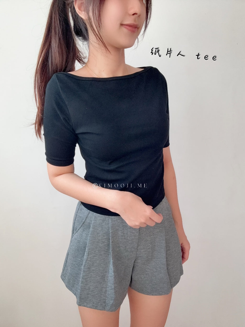 【T910】百搭五分袖棉上衣女 T-Shirt ThongGlom