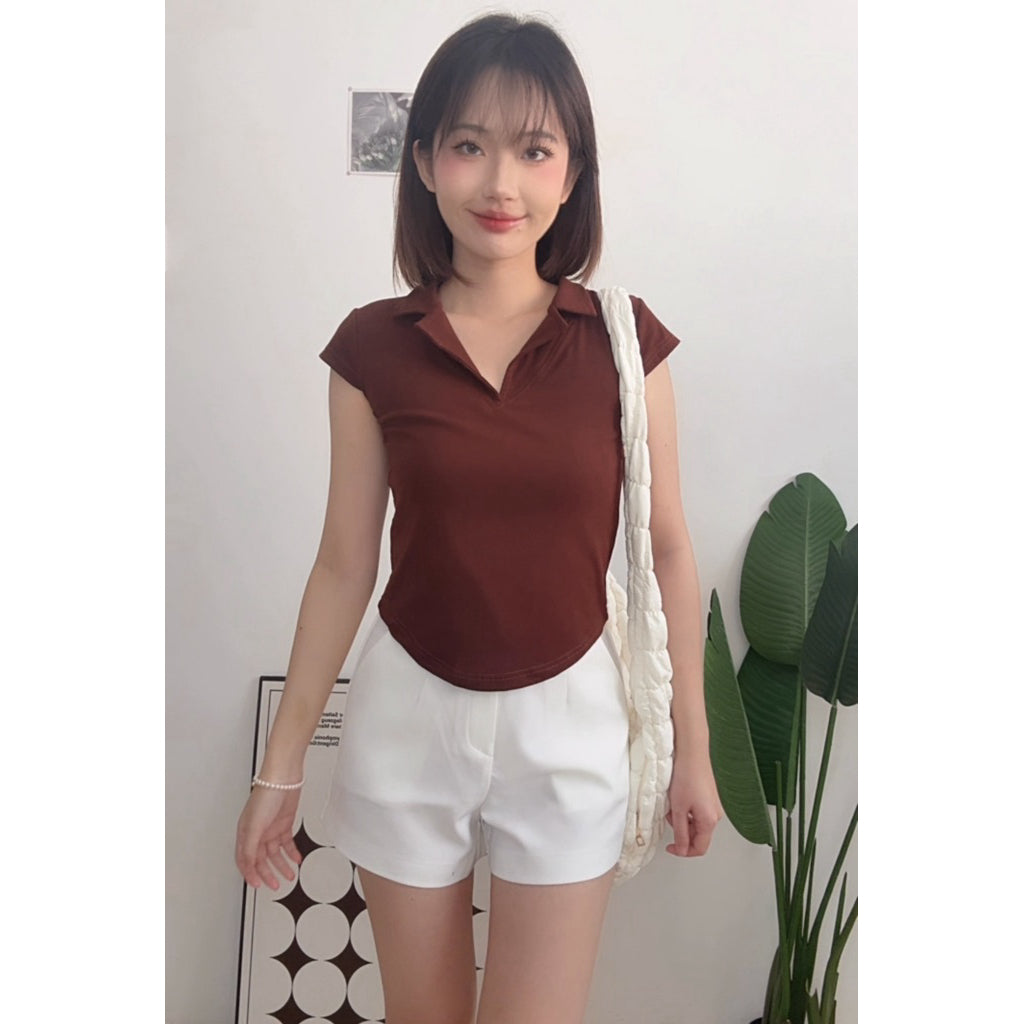 【T938】气质翻领百搭显瘦软棉T⭐️