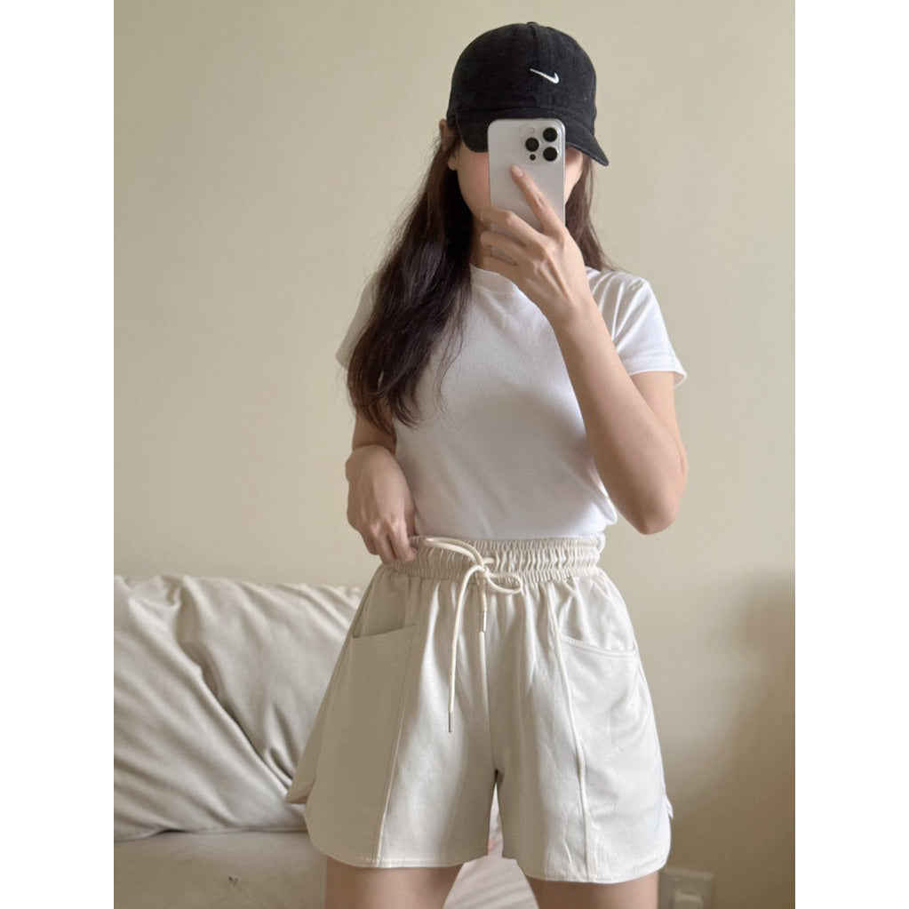 【T942】 SKIMS正肩修身显瘦素色圆领女Tee April
