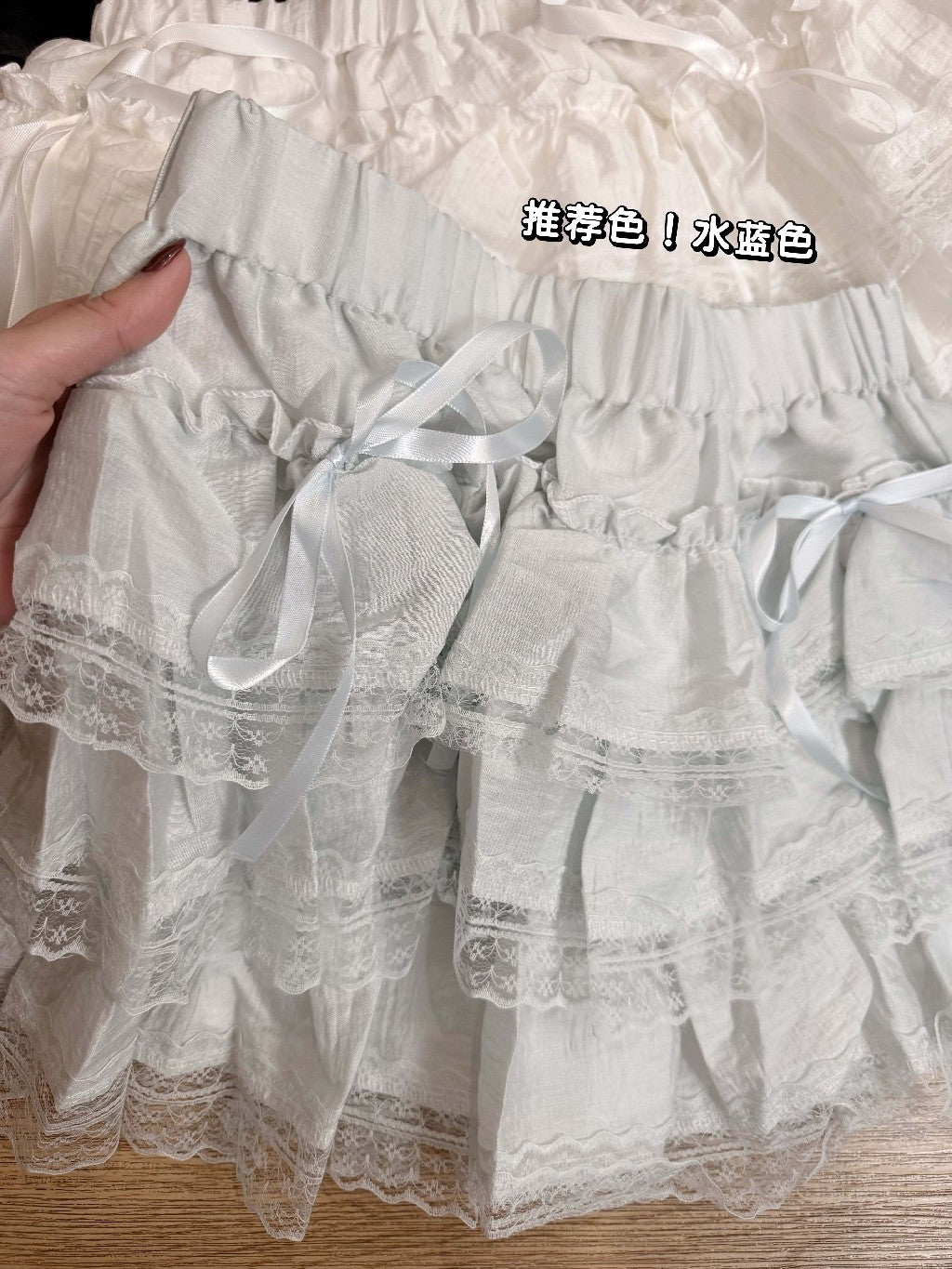 【T-1141】蕾丝蝴蝶结蛋糕裙 Sweet Tiered Ribbon Mini Skirt