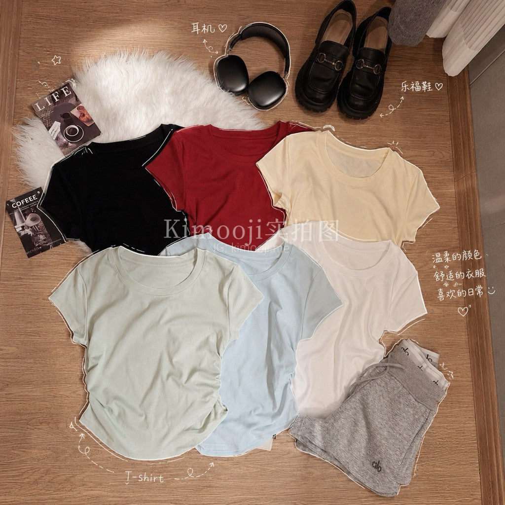 【T-1188】韩系显瘦修身Baby Tee 短袖T恤 百搭基础款