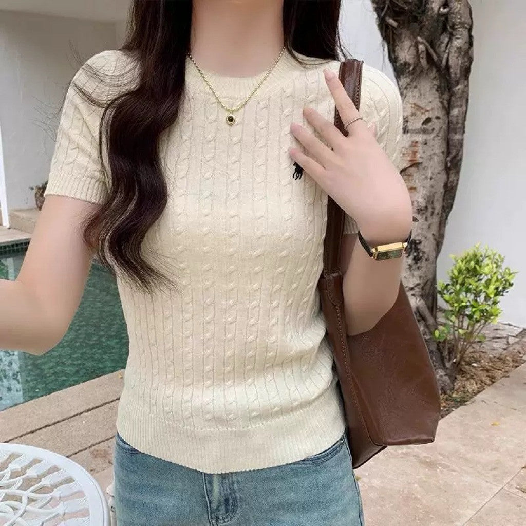 【T-1208】🐎老钱风高级感～ POLO 短袖针织Tee
