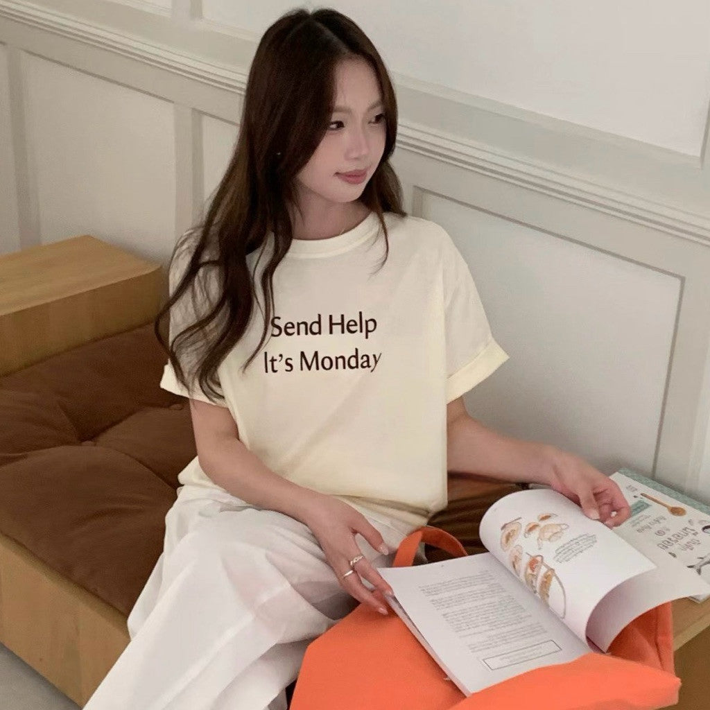 【T-1204】上班族必备Tee~ Funny Cotton Oversize Tee