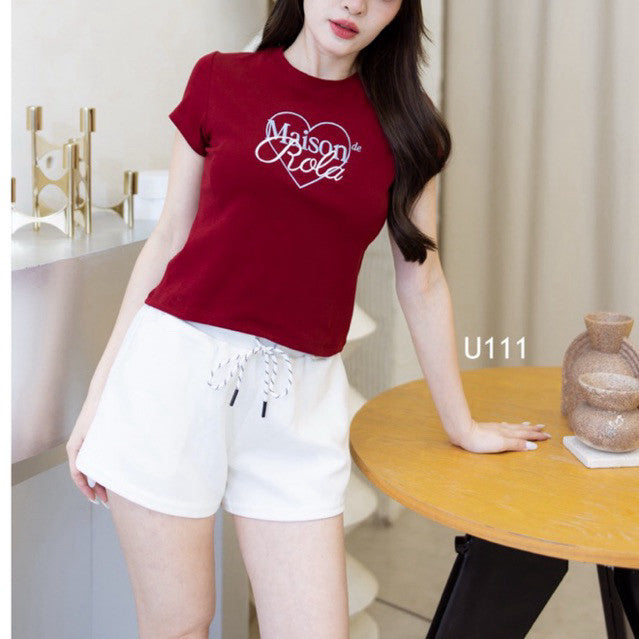 【T-1222】Maison Letters Tee 韩系刺绣圆领上衣 TG