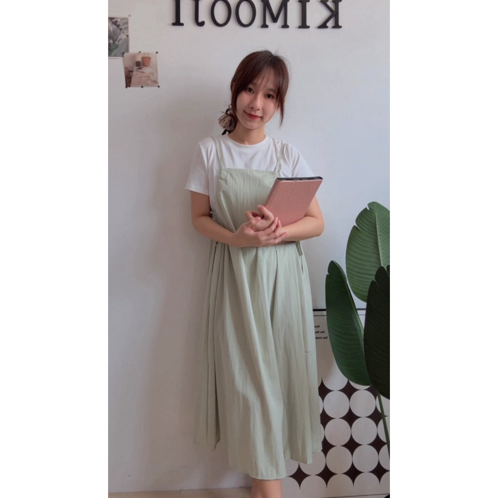 【T888】慵懒风吊带连衣裙+白色纯Tee套装连身裙