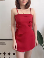 【T907】立体蝴蝶结Choker Set A line Skirt + Ribbon Singlet Top