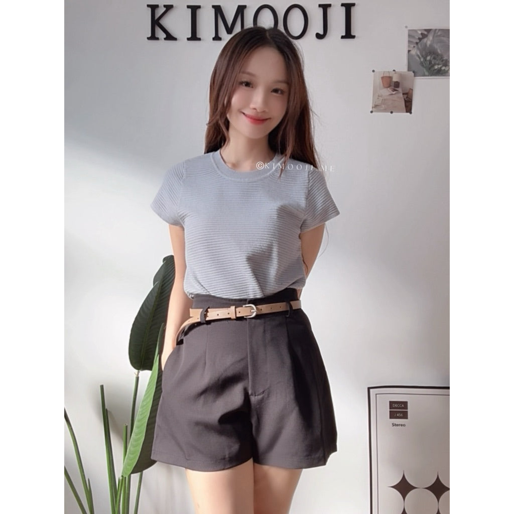 【T913】 Ribbed Knit Tee 高质感针织短袖上衣