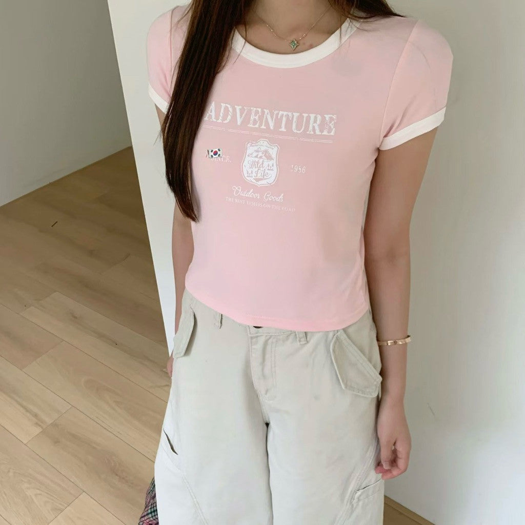 【T-1198】Adventure简约印字 百搭款上衣Tee