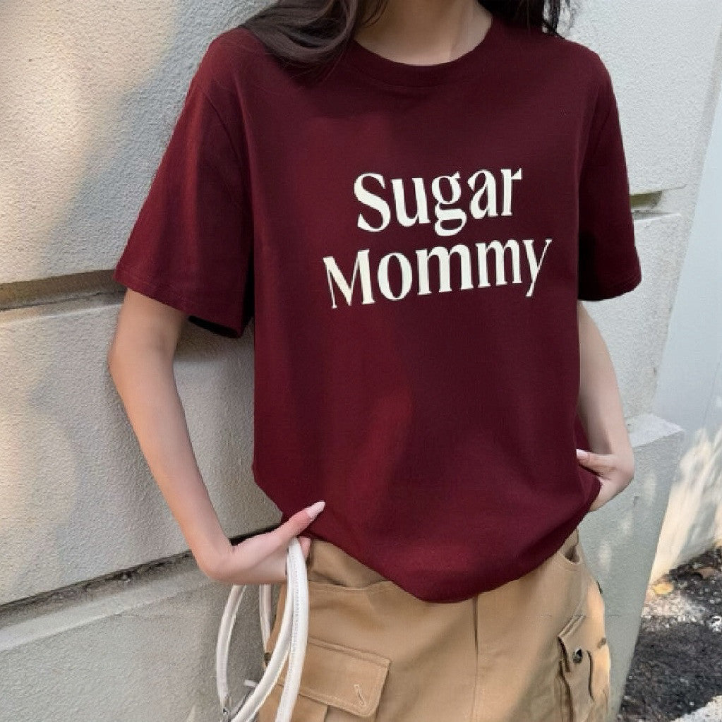 【T-1229】Sugar Mommy 帅气空气棉宽松女Tee