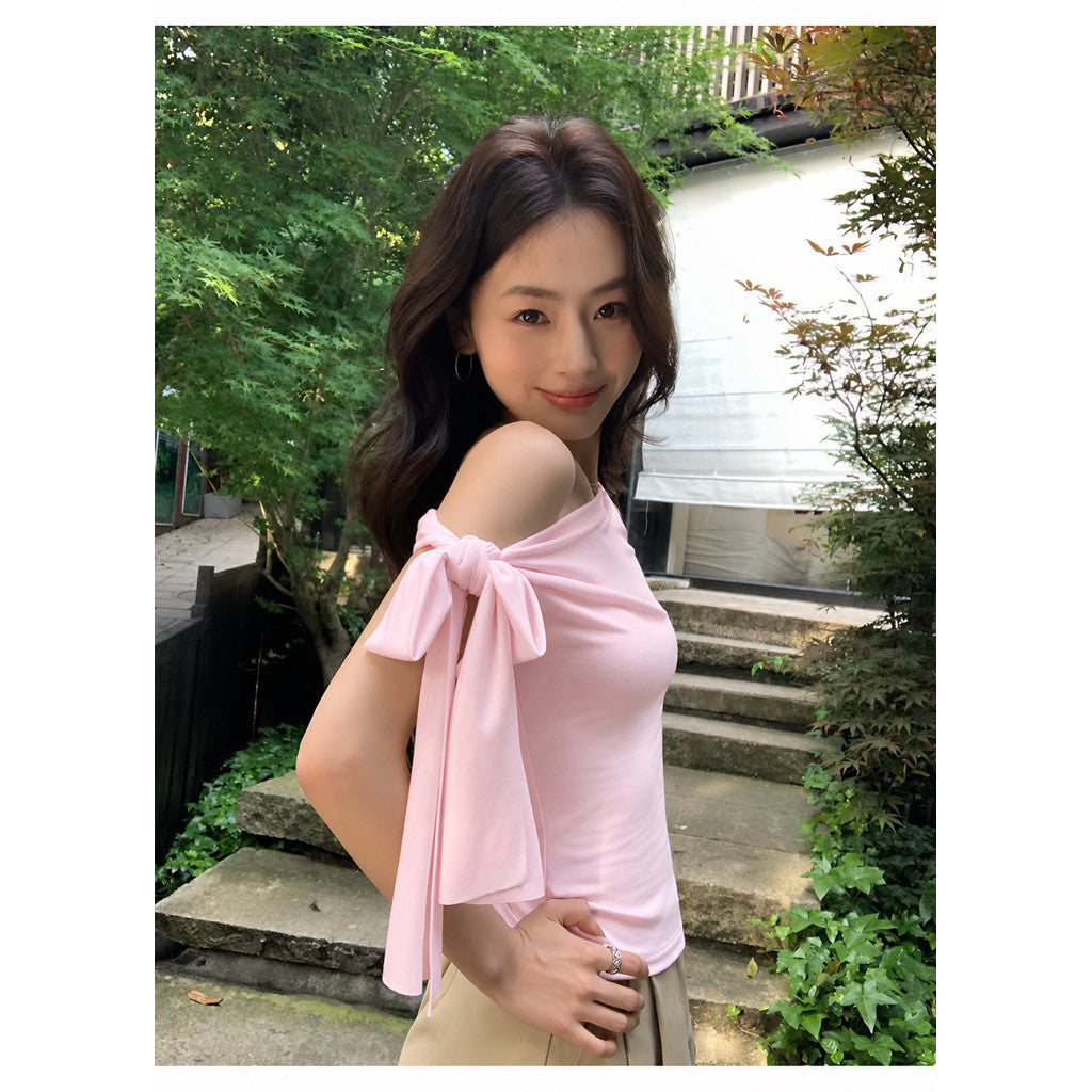 【T-1329】Sweet Girl Look 莱赛尔多穿法绑带上衣