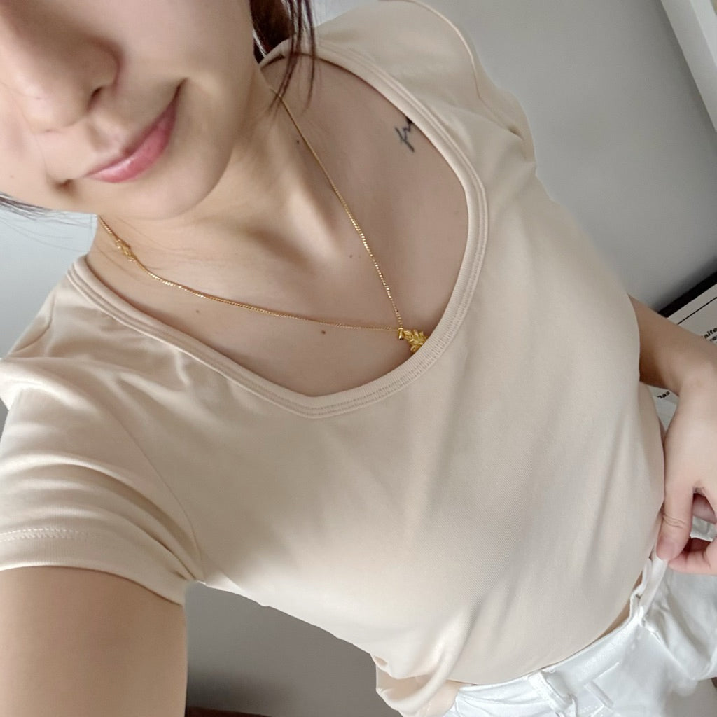 【T856】Thong Glom 方领修身上衣女T恤 Basic Slim Fit Tee