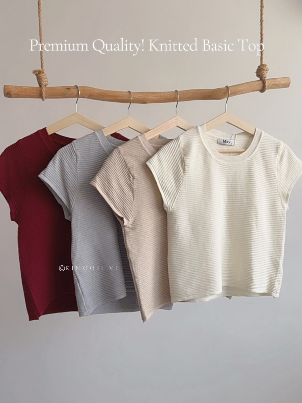 【T913】 Ribbed Knit Tee 高质感针织短袖上衣