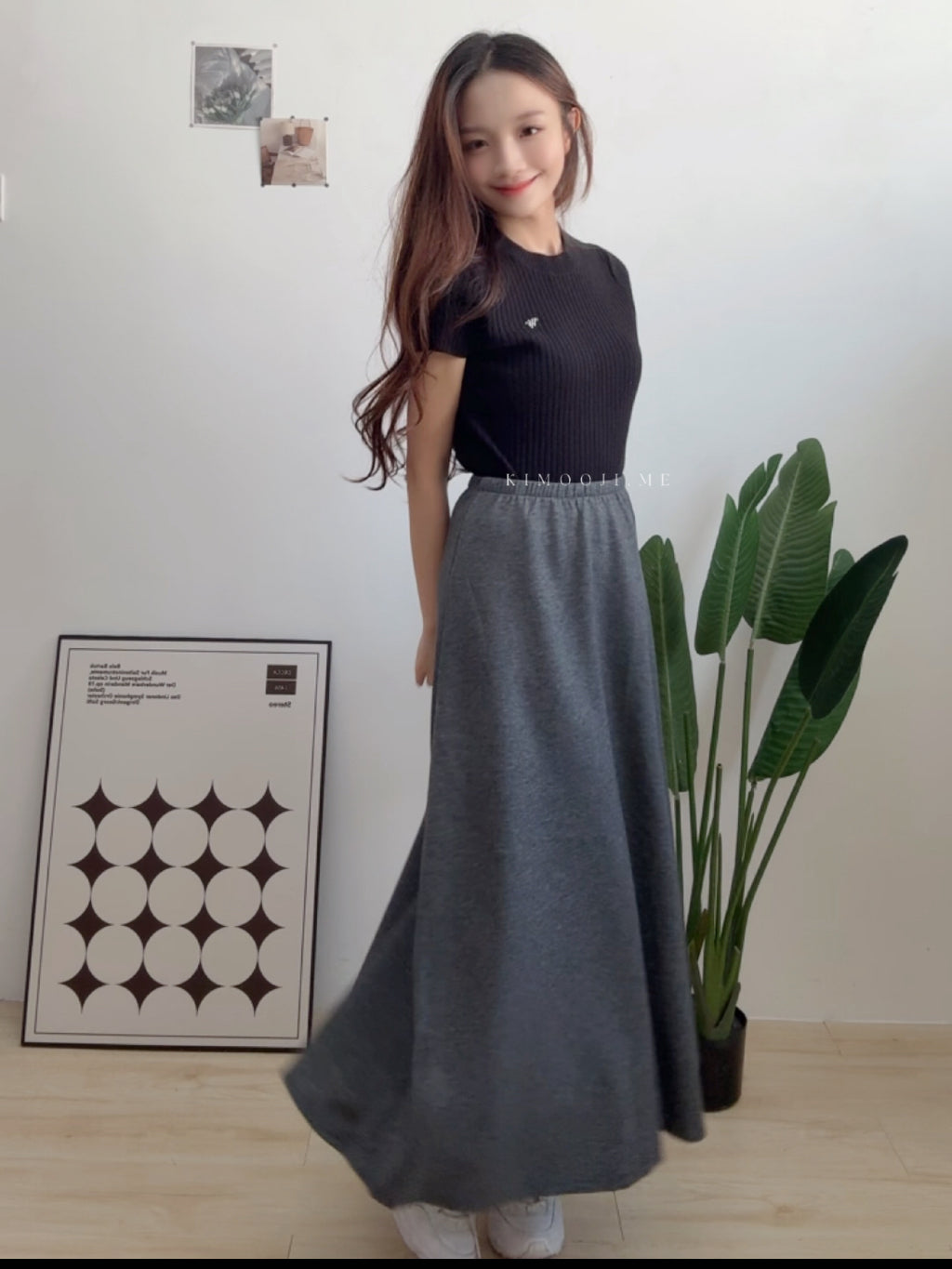 【T970】太空棉高腰长裙 | Elastic Waist Slim Flow Skirt