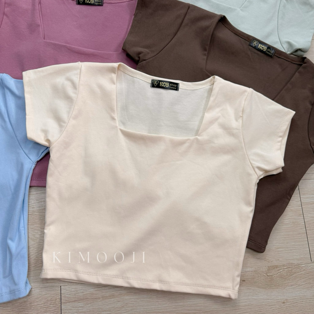【T199】KOB Square Neck Basic Top Tee