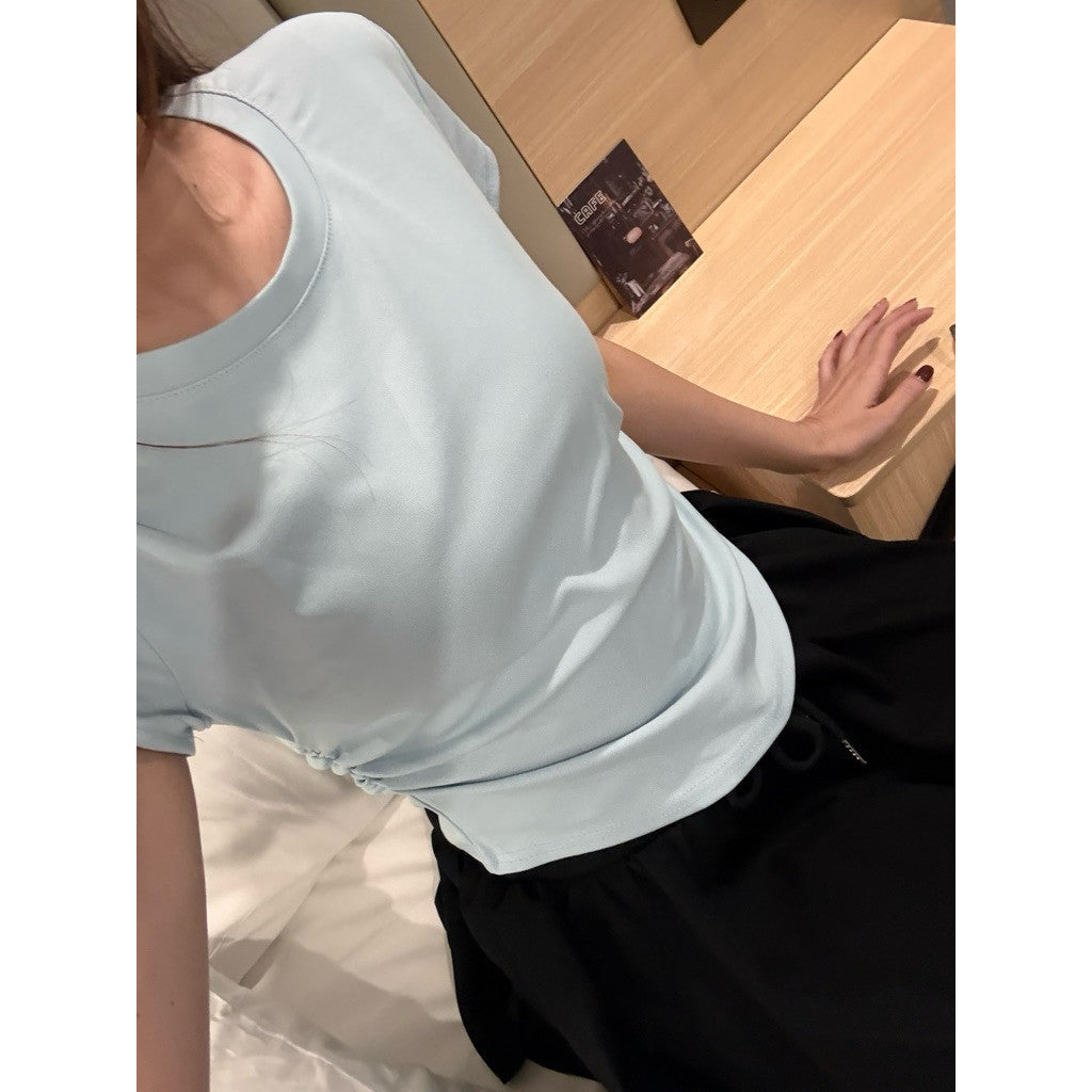 【T-1188】韩系显瘦修身Baby Tee 短袖T恤 百搭基础款