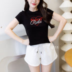 【T-1222】Maison Letters Tee 韩系刺绣圆领上衣 TG