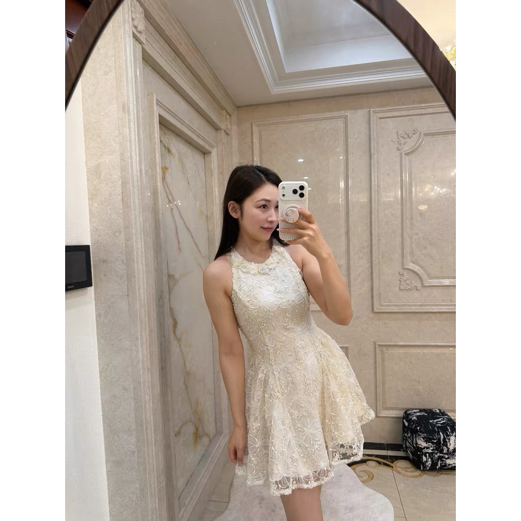 【T-1328】千金感香槟花宴裙 Luxury Premium 3D Floral Lace Dress