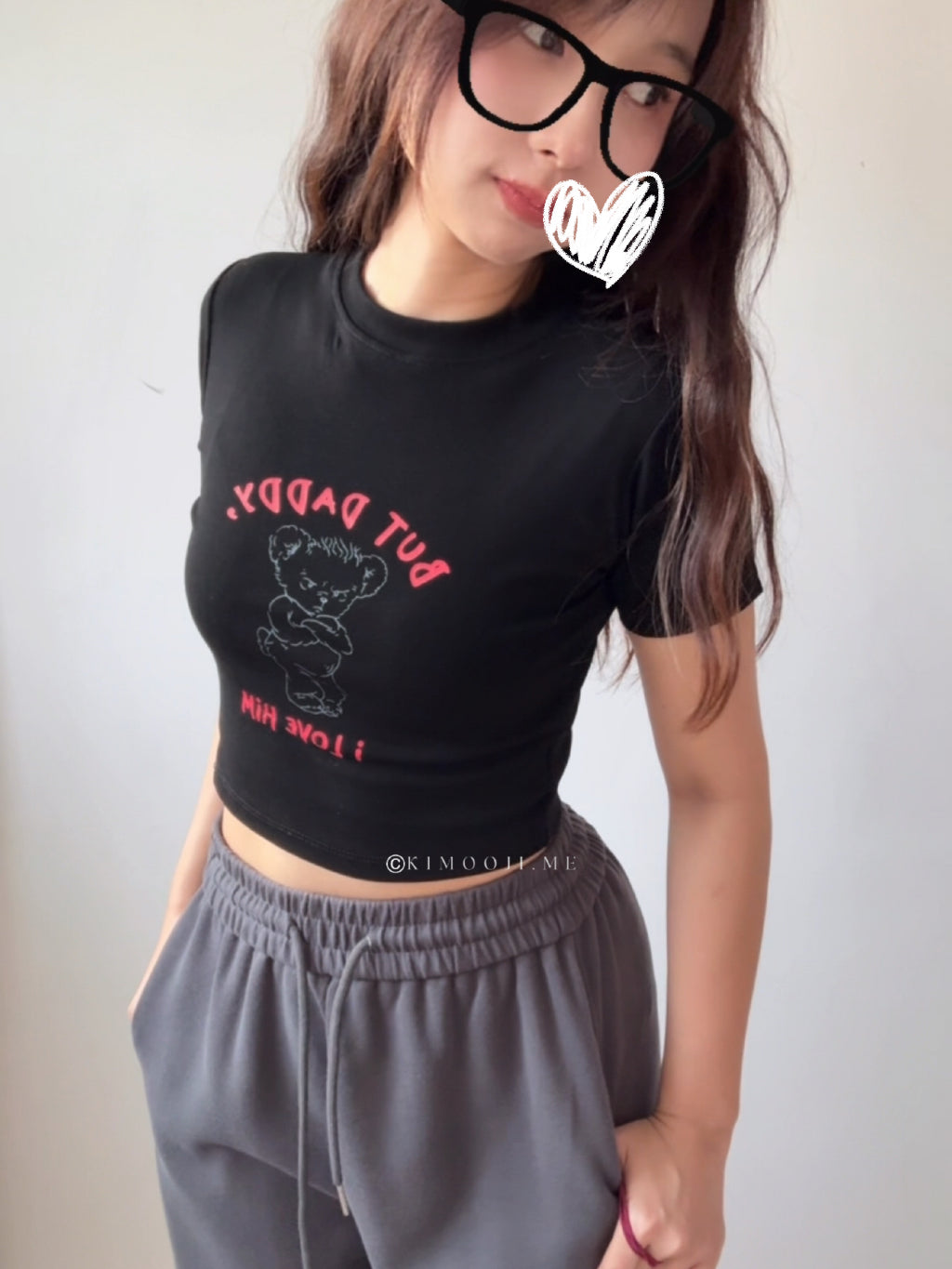 【T926】“BUT DADDY I LOVE HIM” Cute Teddy Crop Tee