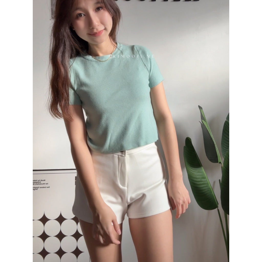 【T925】软针织～Basic Comfy Knitted Crop Top
