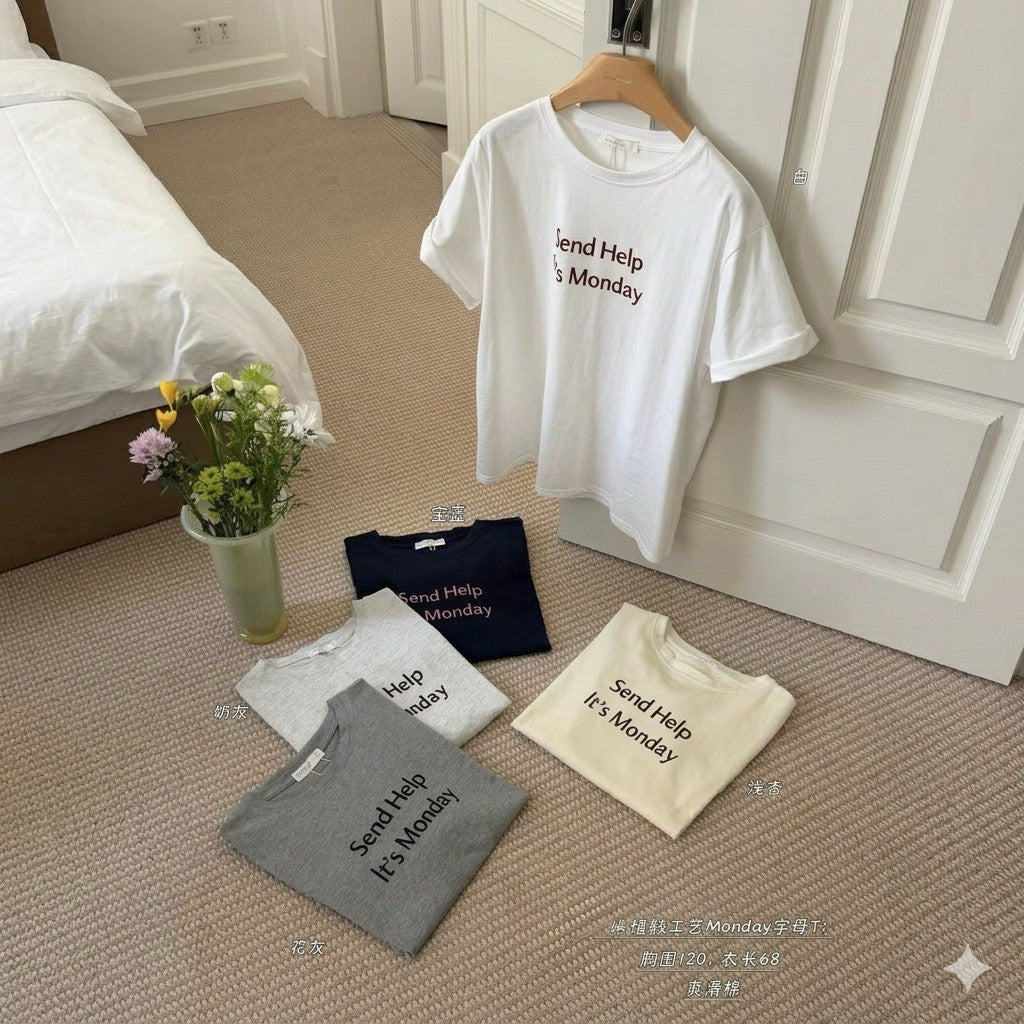 【T-1204】上班族必备Tee~ Funny Cotton Oversize Tee